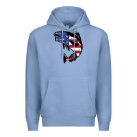 Colony Blue american cod fish design fishing lover fisherman usa premium Premium Hoodie - linhVisuals
