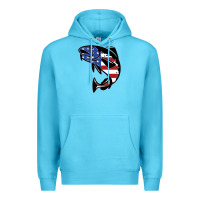 Ocean Blue american cod fish design fishing lover fisherman usa premium Premium Hoodie - linhVisuals