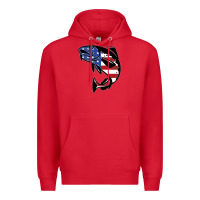 Red american cod fish design fishing lover fisherman usa premium Premium Hoodie - linhVisuals