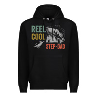 Black mens reel cool step dad fishing funny fathers day Premium Hoodie - linhVisuals