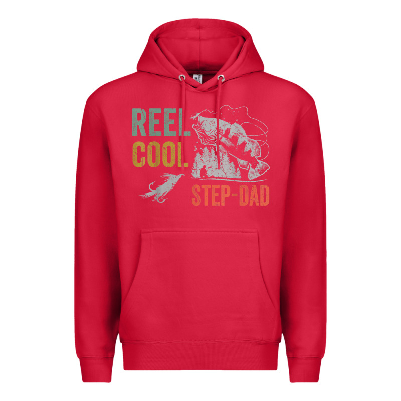 Mens Reel Cool Step Dad Fishing Funny Fathers Day Premium Hoodie by linhVisuals | Teevron