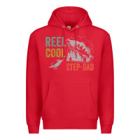 Red mens reel cool step dad fishing funny fathers day Premium Hoodie - linhVisuals