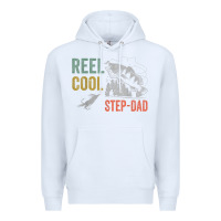 White mens reel cool step dad fishing funny fathers day Premium Hoodie - linhVisuals