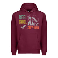 Burgundy mens reel cool step dad fishing funny fathers day Premium Hoodie - linhVisuals