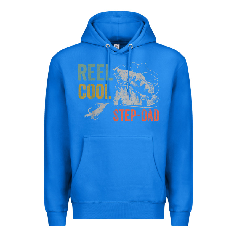 Mens Reel Cool Step Dad Fishing Funny Fathers Day Premium Hoodie by linhVisuals | Teevron
