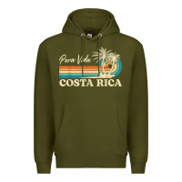 Army Green costa rica retro beach vacation costa rica souvenir beach t shirt Premium Hoodie - linhVisuals