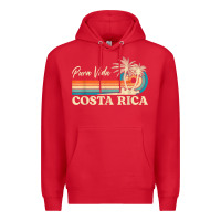 Red costa rica retro beach vacation costa rica souvenir beach t shirt Premium Hoodie - linhVisuals