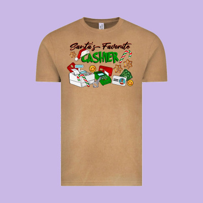 Santa's Favorite Cashier Vintage Tee Designed By Lillyallendesigns