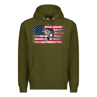 Army Green bass fishing distressed american flag essential Premium Hoodie - linhVisuals