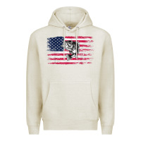 Oatmeal Heather bass fishing distressed american flag essential Premium Hoodie - linhVisuals