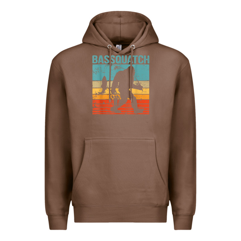 Bassquatch! Funny Bigfoot Fishing Outdoor Retro Premium Hoodie by linhVisuals | Teevron