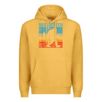 Mustard bassquatch! funny bigfoot fishing outdoor retro Premium Hoodie - linhVisuals