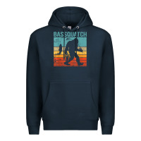 Navy bassquatch! funny bigfoot fishing outdoor retro Premium Hoodie - linhVisuals