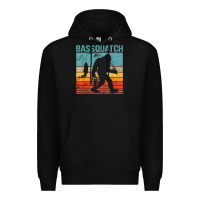 Black bassquatch! funny bigfoot fishing outdoor retro Premium Hoodie - linhVisuals