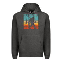 Charcoal Heather bassquatch! funny bigfoot fishing outdoor retro Premium Hoodie - linhVisuals