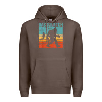 Coffee bassquatch! funny bigfoot fishing outdoor retro Premium Hoodie - linhVisuals