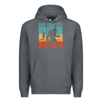 Rock bassquatch! funny bigfoot fishing outdoor retro Premium Hoodie - linhVisuals
