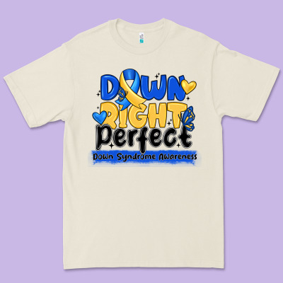 Down Right Perfect Down Syndrome Awareness Premium Tee Designed By Cowhidedigitalart