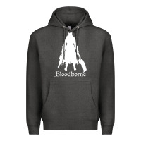 Charcoal Heather bloodborne zipped Premium Hoodie - linhVisuals