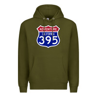 Army Green california usa highway 395 hiking fishing climbing adventure premium Premium Hoodie - linhVisuals