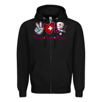 Black Peace Love Nurse Zipper Hoodie - RanaPortraitStore