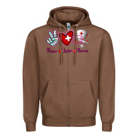 Chestnut Peace Love Nurse Zipper Hoodie - RanaPortraitStore