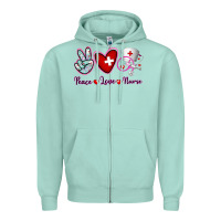 Seafoam Peace Love Nurse Zipper Hoodie - RanaPortraitStore