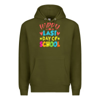 Army Green happy last day of school teacher boys girls school last day Premium Hoodie - linhVisuals