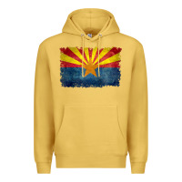 Antique Gold arizona flag in grungy style raglan baseball tee Premium Hoodie - linhVisuals