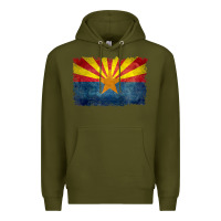Army Green arizona flag in grungy style raglan baseball tee Premium Hoodie - linhVisuals