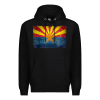 Black arizona flag in grungy style raglan baseball tee Premium Hoodie - linhVisuals