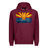 Burgundy arizona flag in grungy style raglan baseball tee Premium Hoodie - linhVisuals