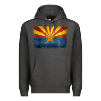 Charcoal Heather arizona flag in grungy style raglan baseball tee Premium Hoodie - linhVisuals
