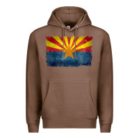 Chestnut arizona flag in grungy style raglan baseball tee Premium Hoodie - linhVisuals