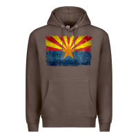 Coffee arizona flag in grungy style raglan baseball tee Premium Hoodie - linhVisuals