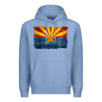 Colony Blue arizona flag in grungy style raglan baseball tee Premium Hoodie - linhVisuals
