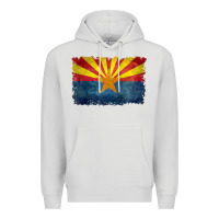 Dove Grey arizona flag in grungy style raglan baseball tee Premium Hoodie - linhVisuals