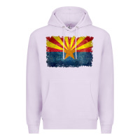 Lilac arizona flag in grungy style raglan baseball tee Premium Hoodie - linhVisuals