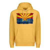 Mustard arizona flag in grungy style raglan baseball tee Premium Hoodie - linhVisuals