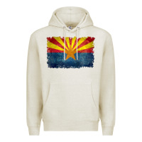 Oatmeal Heather arizona flag in grungy style raglan baseball tee Premium Hoodie - linhVisuals