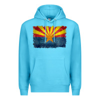 Ocean Blue arizona flag in grungy style raglan baseball tee Premium Hoodie - linhVisuals