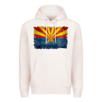 Pale Pink arizona flag in grungy style raglan baseball tee Premium Hoodie - linhVisuals