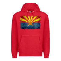 Red arizona flag in grungy style raglan baseball tee Premium Hoodie - linhVisuals
