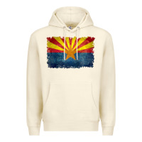 Sandshell arizona flag in grungy style raglan baseball tee Premium Hoodie - linhVisuals