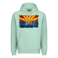 Seafoam arizona flag in grungy style raglan baseball tee Premium Hoodie - linhVisuals
