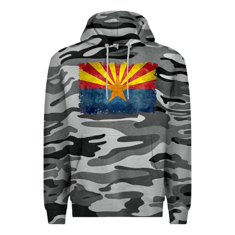 Arizona Flag In Grungy Style Raglan Baseball Tee Premium Hoodie by linhVisuals | Teevron