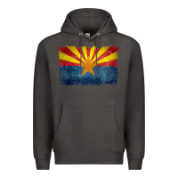 Smoke arizona flag in grungy style raglan baseball tee Premium Hoodie - linhVisuals