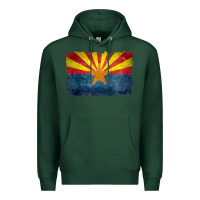 Sports Green arizona flag in grungy style raglan baseball tee Premium Hoodie - linhVisuals