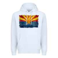 White arizona flag in grungy style raglan baseball tee Premium Hoodie - linhVisuals