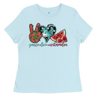 Baby Blue peace love watermelon Ladies Tee - SublimationCraftShop